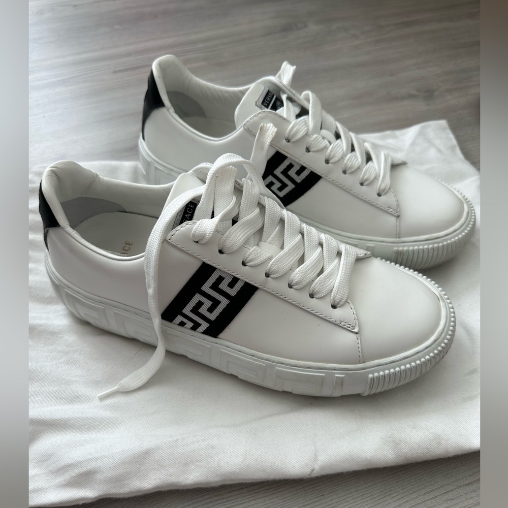 Versace Greca Printed Lace Up Sneakers